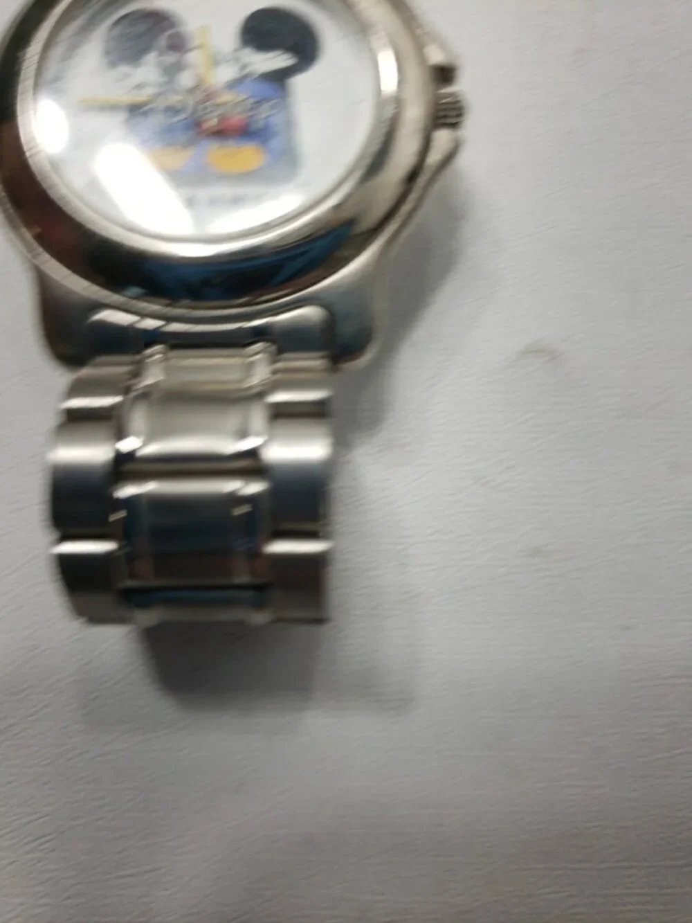 Vintage Disney Mickey Mouse Character Quartz Watch Silver Tone Bracelet